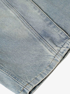 Washed Distressed Deconstructed Split Denim Shorts - thumbnail 8