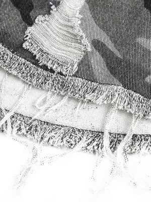 Camisa vaquera de camuflaje – detalle del dobladillo deshilachado | XoKool