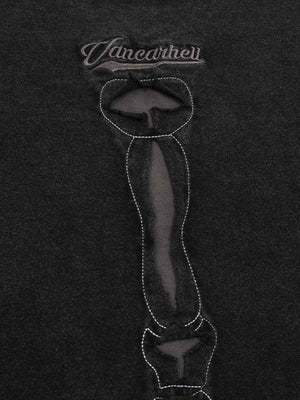 Skelett T-Shirt – Wirbelsäulen-Applikation am Rücken Nahaufnahme | XoKool