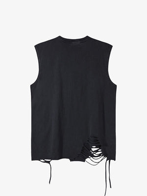 Asymmetric Distressed Graffiti Chain Vest - thumbnail 2