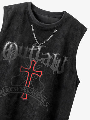 Tanktop mit Kreuz – Schwarz, Detail von der Seite | XoKool