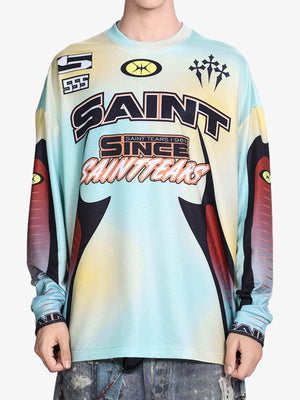 Camiseta estilo jersey de motocross – Amarillo menta, en modelo, frente | XoKool