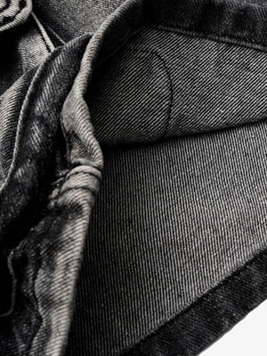 Denim cargo shorts – Washed Grey, inner fabric close-up | XoKool