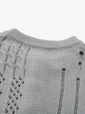 Openwork Knit Short-Sleeve Sweater - thumbnail 4
