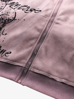 Hoodie grunge con cierre – detalle del cierre y el dobladillo | XoKool