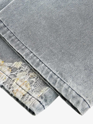 Lace patch jeans – hem close-up | XoKool