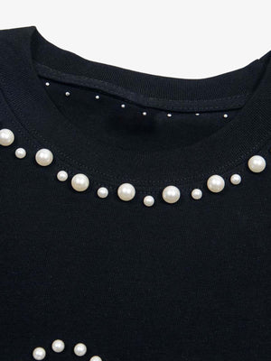T-Shirt mit Perlen-Schriftzug – Detailansicht | XoKool