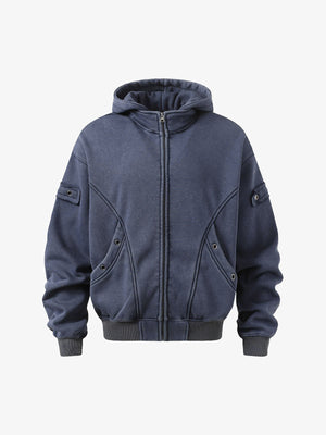 Wasteland Style Washed Zipper Up Sweatshirt - thumbnail 3