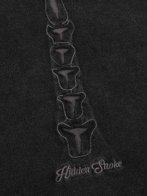 Skelett T-Shirt – Wirbelsäulen-Applikation Nahaufnahme | XoKool