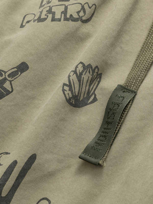 Doodle Graphic Shorts – print and drawstring tip close-up | XoKool