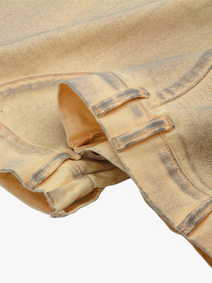 Yellow barrel jeans – hem tab close-up | XoKool