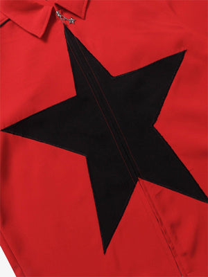 Star zip up shirt – star panel close-up | XoKool