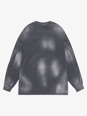 Spray Dyed Longsleeve im Football-Trikot-Look – Anthrazitgrau, Rückansicht | XoKool