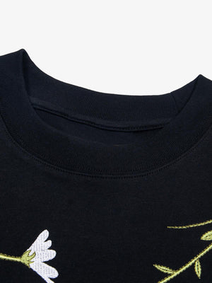 Floral Embroidered Oversized Short Sleeve T-Shirt - thumbnail 9
