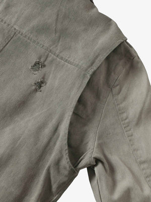 Distressed Irregular Zip Up Denim Jacket - thumbnail 9