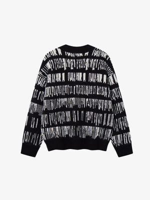 Jacquard Knit Henley Sweater – Black, back view | XoKool