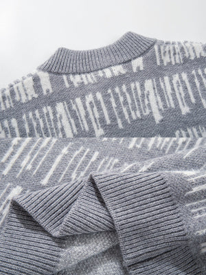 Jacquard henley sweater – Grey, neckline and ribbed cuff close-up | XoKool