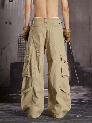 Khaki cargo pants – Khaki, on model back | XoKool