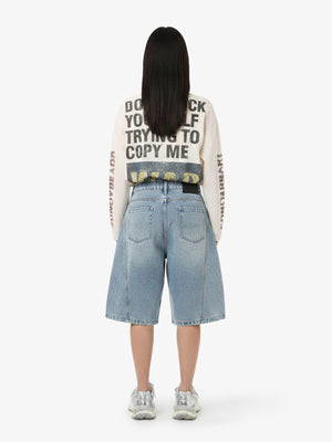 Waffle Knit Graphic Print Crewneck Sweatshirt - thumbnail 7