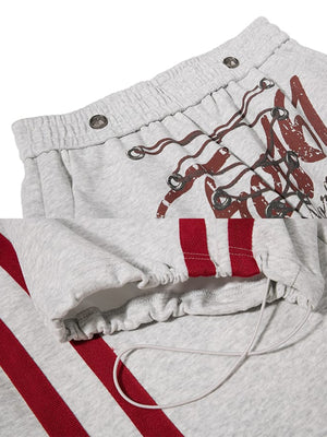 Lace-up sweatpants – Grey, waist and hem drawstring close-up | XoKool