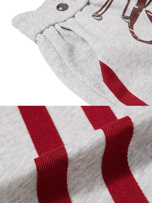 Lace-up sweatpants – Grey, waist and stripe close-up | XoKool