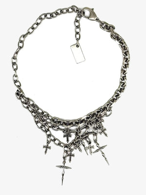 Layered Chain Necklace with Cross Charms – full necklace with clasp | XoKool