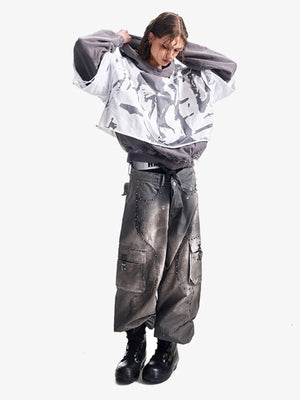 Layered hoodie – on model, full body, arms raised | XoKool