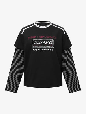 Layered long sleeve tee – Black, front view | XoKool