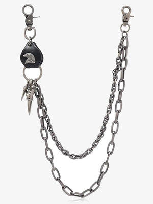Mehrreihige Hosenkette mit Adler- oder Kreuz-Anhänger – Schwarz Adler, Produktansicht | XoKool