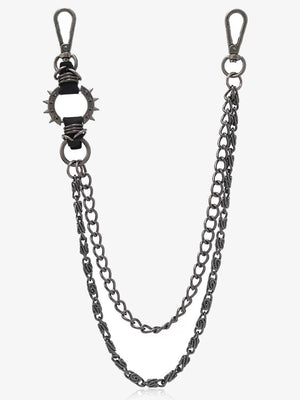 Mehrreihige Hosenkette – Gunmetal mit Spike-Ring, Produktansicht | XoKool