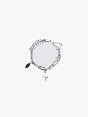 Pulsera de cadenas en capas color plata con charm de estrella – pulsera plateada, vista en plano (duplicado de 0) | XoKool