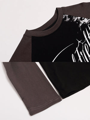 Leopard Raglan Shirt – Schwarz, Detail Kragen und Bündchen | XoKool