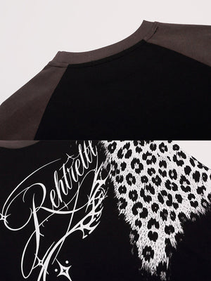 Leopard Raglan Shirt – Schwarz, Nahaufnahme Grafik | XoKool