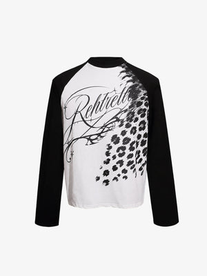 Leopard Print Raglan Longsleeve – Weiß, Vorderansicht | XoKool