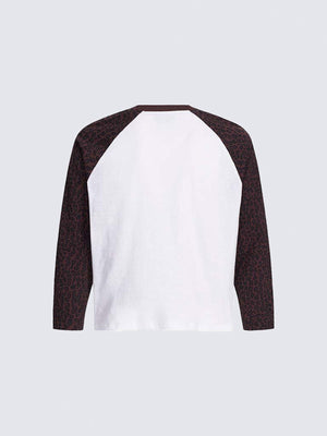 Leopard Raglan Long Sleeve Tee with Cross Graphic – back flat | XoKool