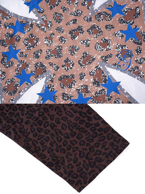 Leopard Raglan Long Sleeve Tee with Cross Graphic – graphic and sleeve close-up | XoKool
