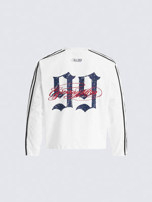 Jersey-Longsleeve mit Nummer-99-Print – Weiß, Rückseite | XoKool