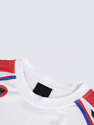 Motocross jersey – White, collar close-up | XoKool
