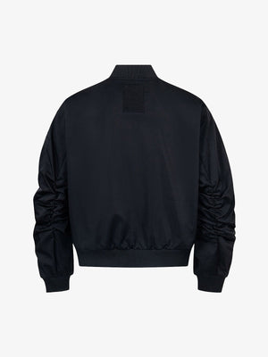 Chaqueta bomber estilo MA-1 con paneles curvos – Negro, vista trasera en plano | XoKool