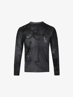 Mesh long sleeve tee – Black, back flat | XoKool
