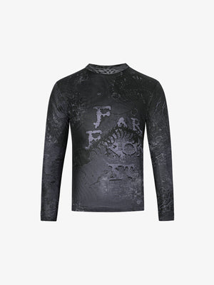 Mesh long sleeve tee – Black, front flat | XoKool