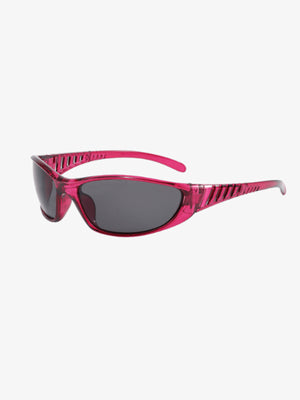 Metallic Wrap Sport-Sonnenbrille mit belüfteten Bügeln – Pink, schräge Ansicht | XoKool