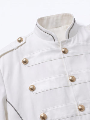 Military band jacket – White, collar close-up | XoKool