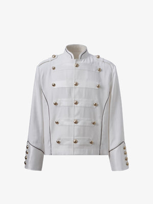 Military Band Jacket with Gold Buttons – White, front view | XoKool