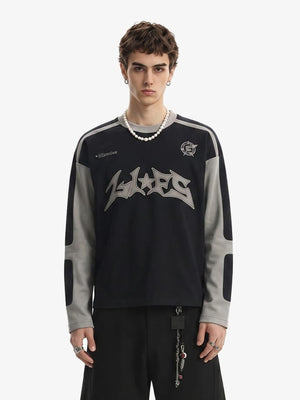 Moto Long Sleeve Shirt with Spiky Appliqué – On model, black, front | XoKool