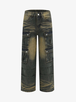 Getönte Wide Leg Cargo Jeans – Vorderseite | XoKool