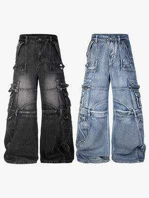 Wide Leg Cargo Jeans – Black and Blue together | XoKool