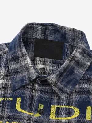 Navy flannel shirt – Navy Blue, inner collar close-up | XoKool