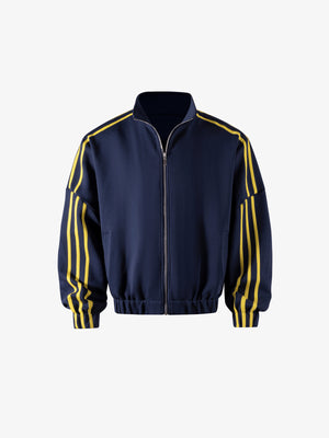 Navy Trainingsjacke mit gelben Ärmelstreifen – Navy, Vorderansicht | XoKool