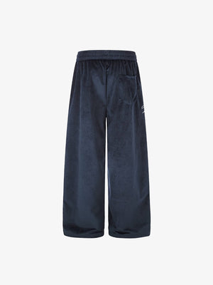 Navy Velour Wide Leg Sweatpants with 09 Patch – Back view | XoKool